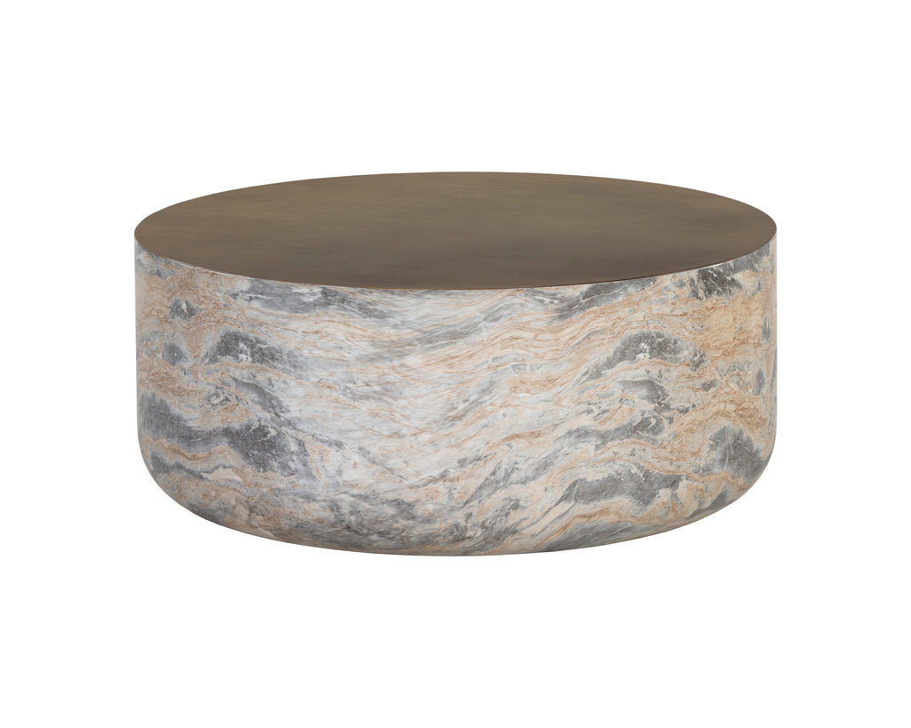 Diaz Coffee Table - Marble Look - Antique Brass | Sunpan Furniture - 107198