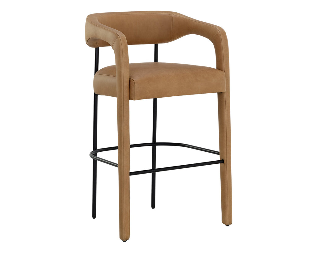 Mavia Barstool - Ludlow Sesame Leather | Sunpan Furniture - 111529