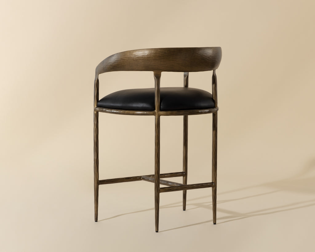 Zanatta Counter Stool - Charcoal Black Leather | Sunpan Furniture - 111000