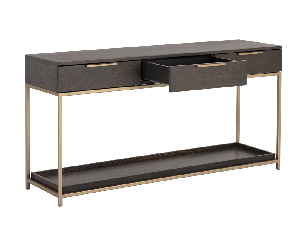 Rebel Console Table With Drawers  - Gold - Charcoal Grey | Sunpan Furniture - 105889