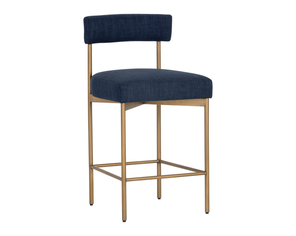 Seneca Counter Stool - Antique Brass - Arena Navy | Sunpan Furniture - 106060