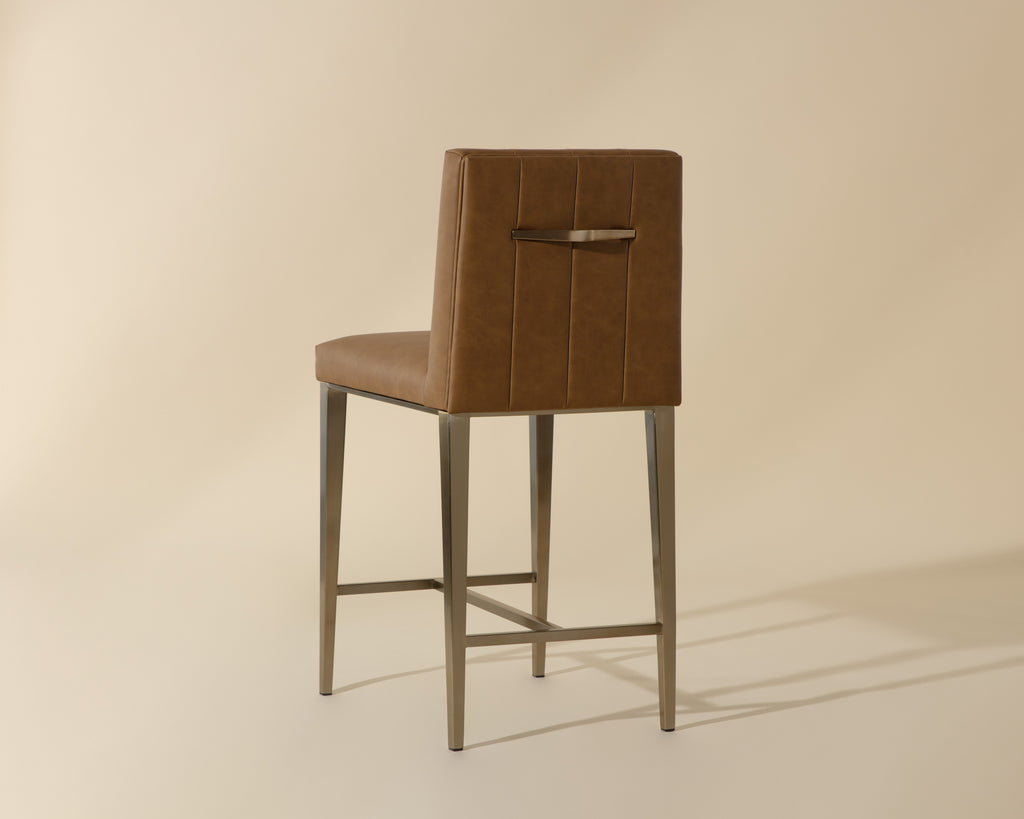 Wilbur Counter Stool - Milliken Cognac | Sunpan Furniture - 111431