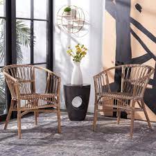 Safavieh Adriana Rattan Accent Chair-Grey White Wash (Set of 2)