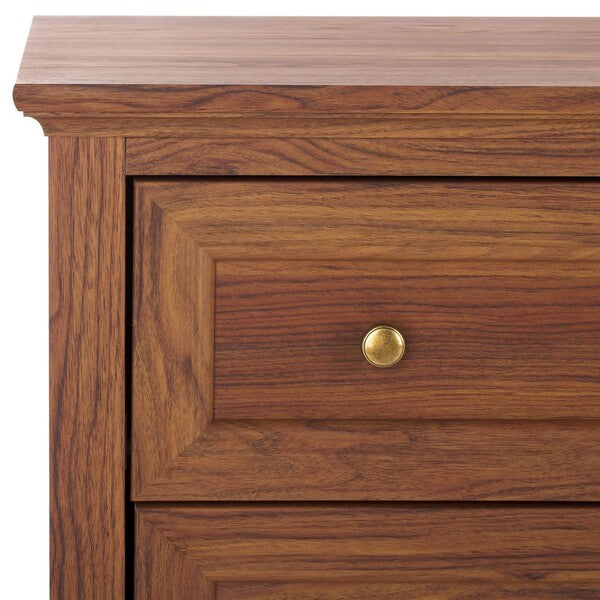 Sondra 6 Drawer Dresser | Safavieh - DRS9602 - Walnut / Gold