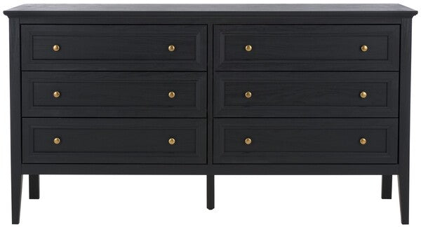 Sondra 6 Drawer Dresser | Safavieh - DRS9602 - Black / Gold