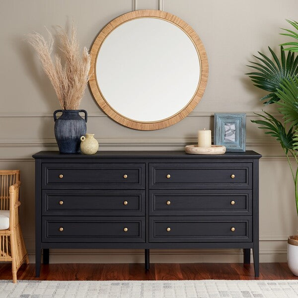 Sondra 6 Drawer Dresser | Safavieh - DRS9602 - Black / Gold