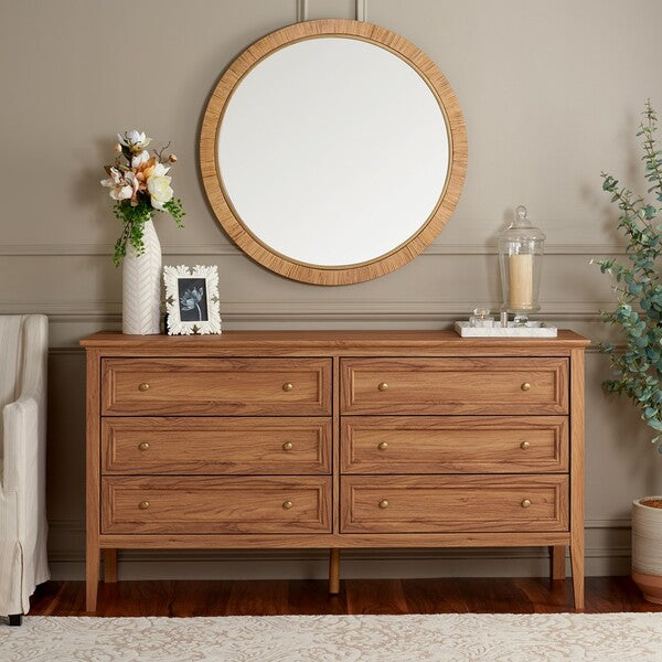 Sondra 6 Drawer Dresser | Safavieh - DRS9602 - Oak / Gold