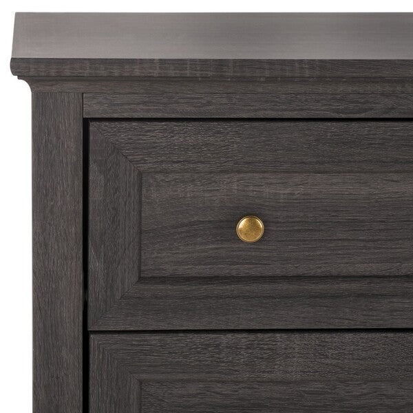 Sondra 6 Drawer Dresser | Safavieh - DRS9602 - Distressed Black / Gold