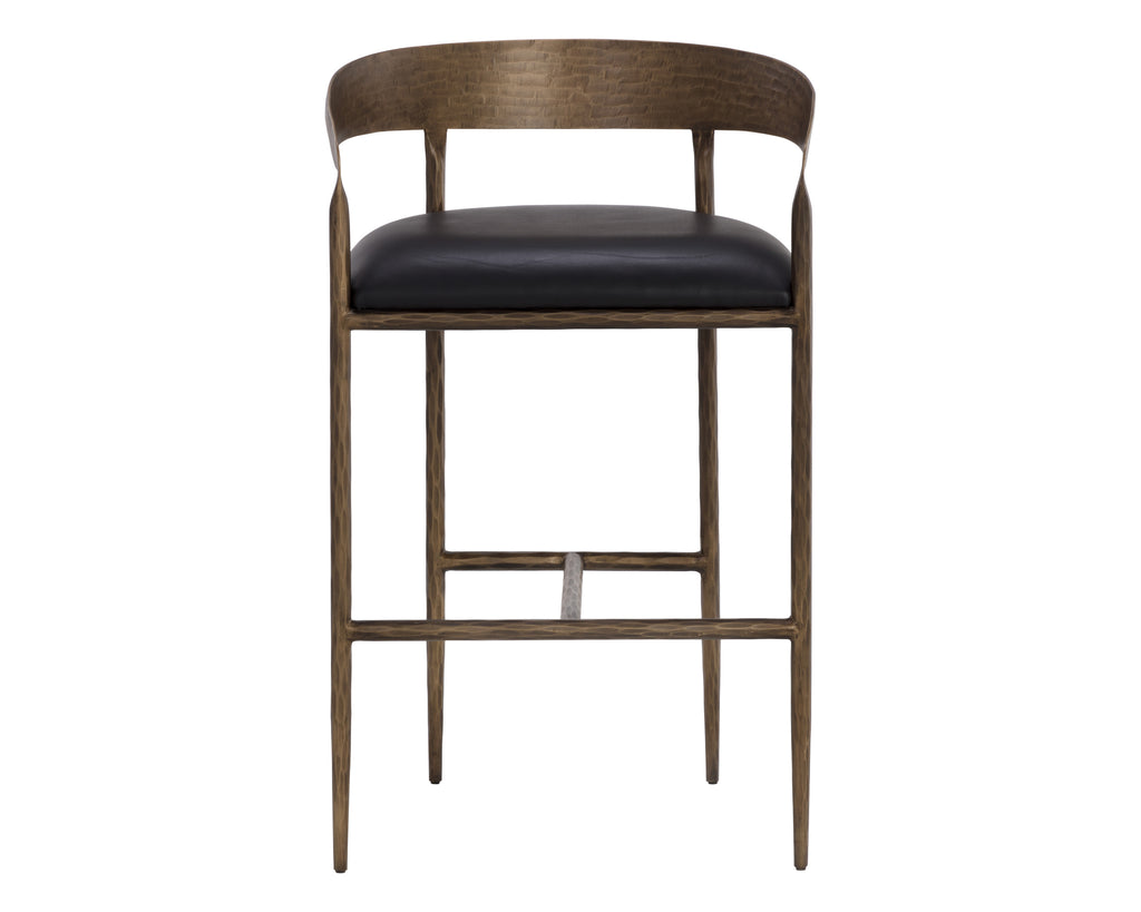 Zanatta Barstool - Charcoal Black Leather | Sunpan Furniture - 111001