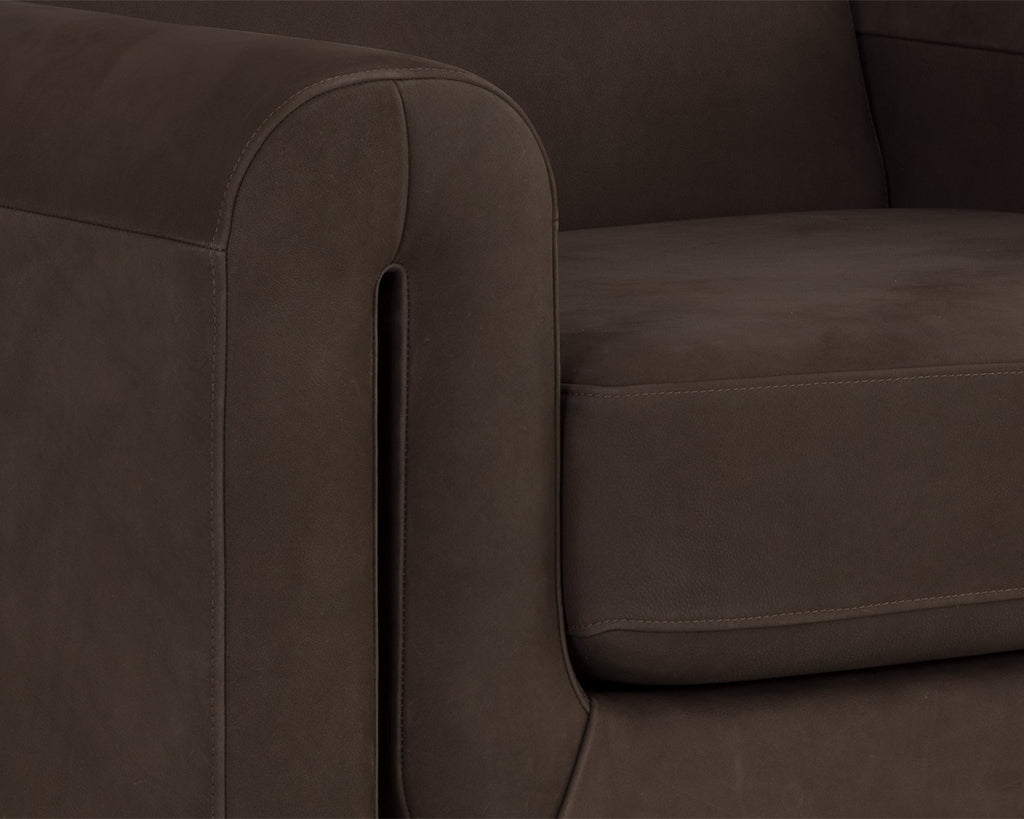 Romer Armchair - Gold - Nubuck Cocoa Leather | Sunpan Furniture - 111838