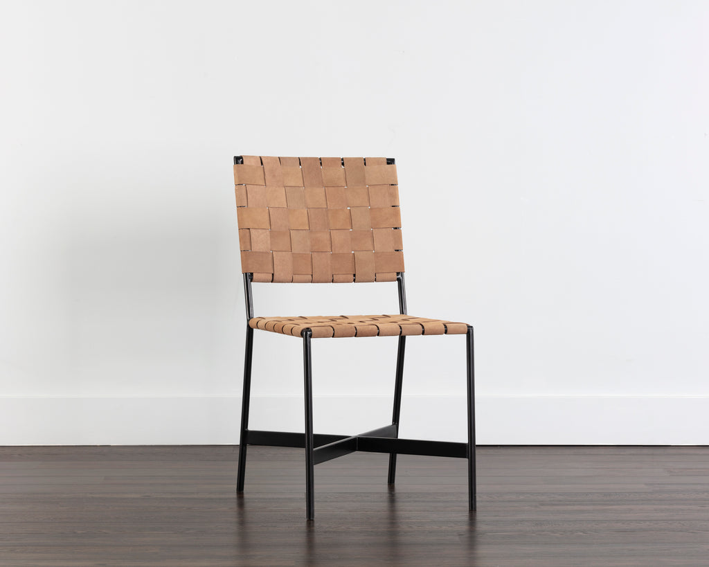 Omari Dining Chair - Suede Light Tan Leather | Sunpan Furniture - 106717