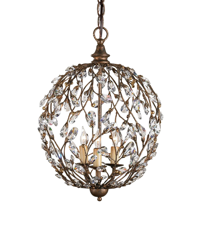 Currey & Co Crystal Bud Gold Orb Chandelier | 9652