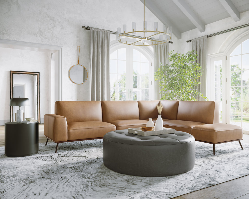 Brandi Sofa Chaise - Raf - Camel Leather | Sunpan Furniture - 109021