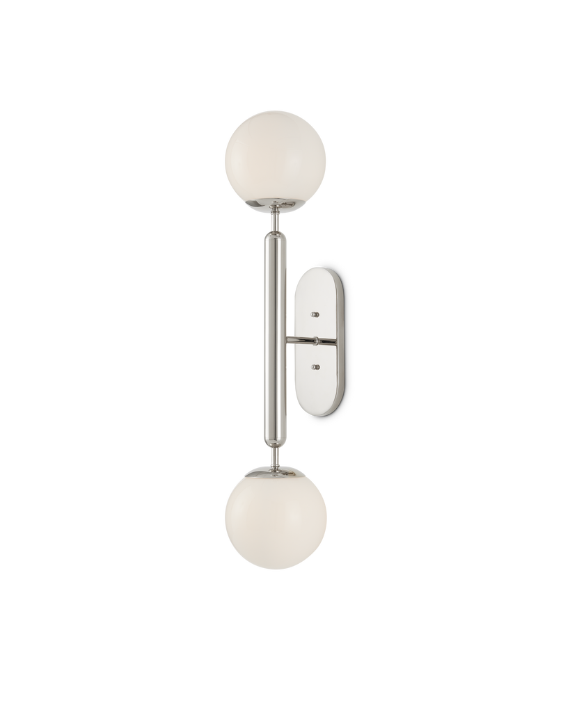 Currey & Co Barbican Double-Light Nickel Wall Sconce | 5800-0033