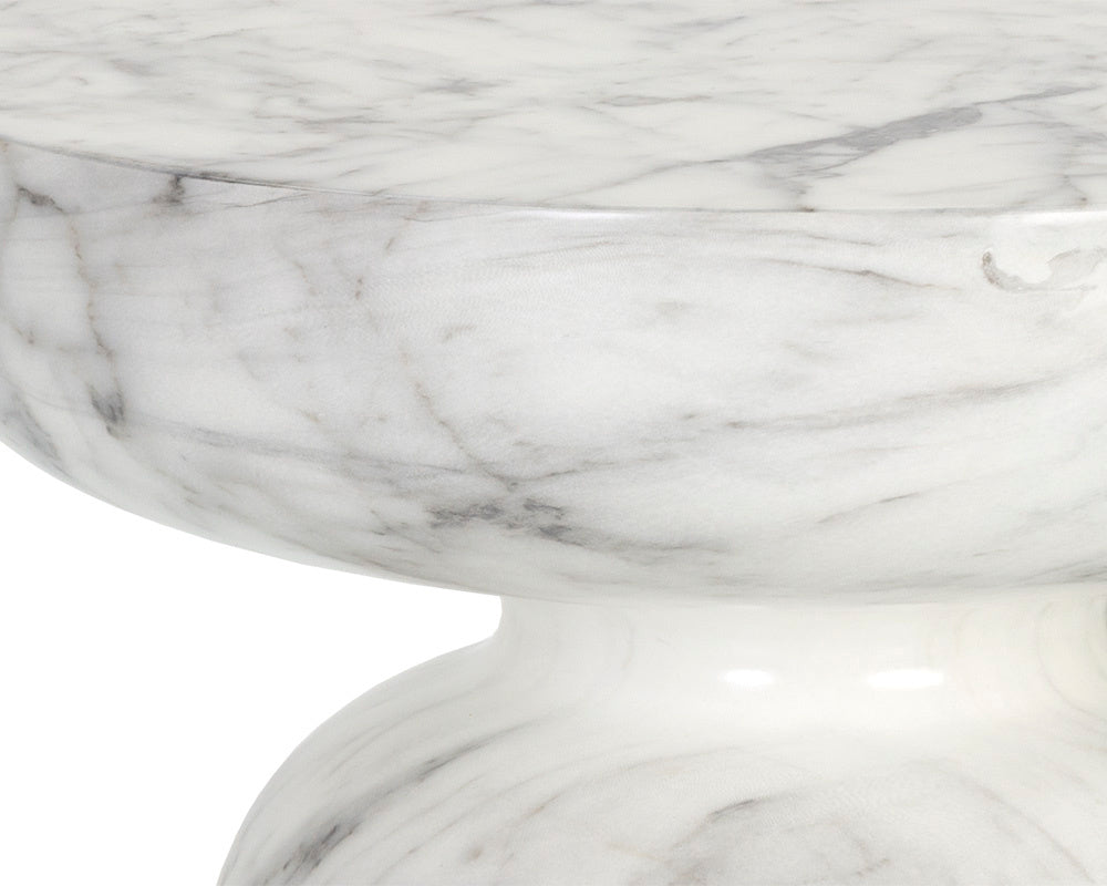 Lucida End Table - Marble Look - White | Sunpan Furniture - 106283