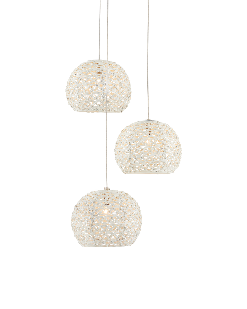 Currey & Co Piero White 3-Light Round Multi-Drop Pendant | 9000-0910