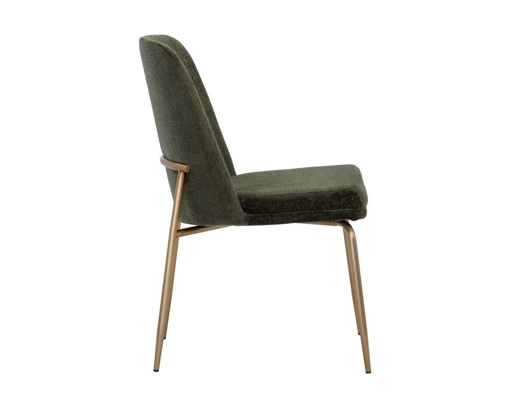 Zeke Dining Chair - Antique Brass - Bergen Olive | Sunpan Furniture - 109171