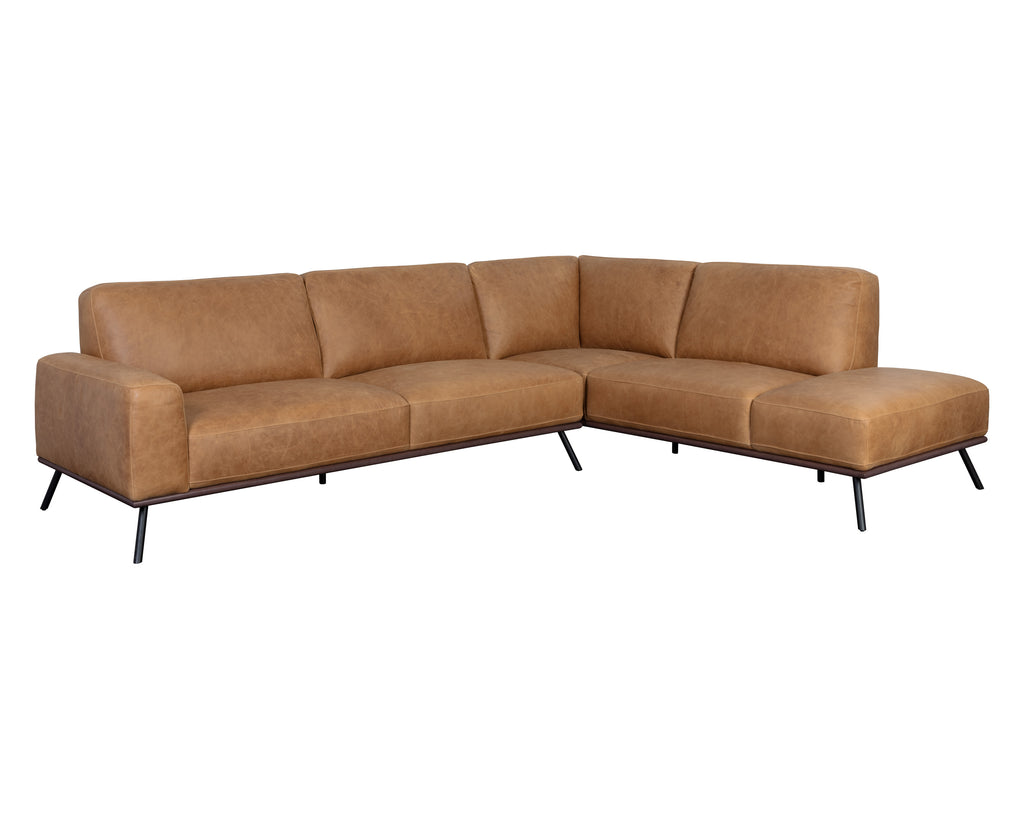 Brandi Sofa Chaise - Raf - Camel Leather | Sunpan Furniture - 109021