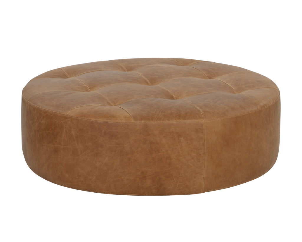 Nilda Ottoman - Camel Leather | Sunpan Furniture - 109015