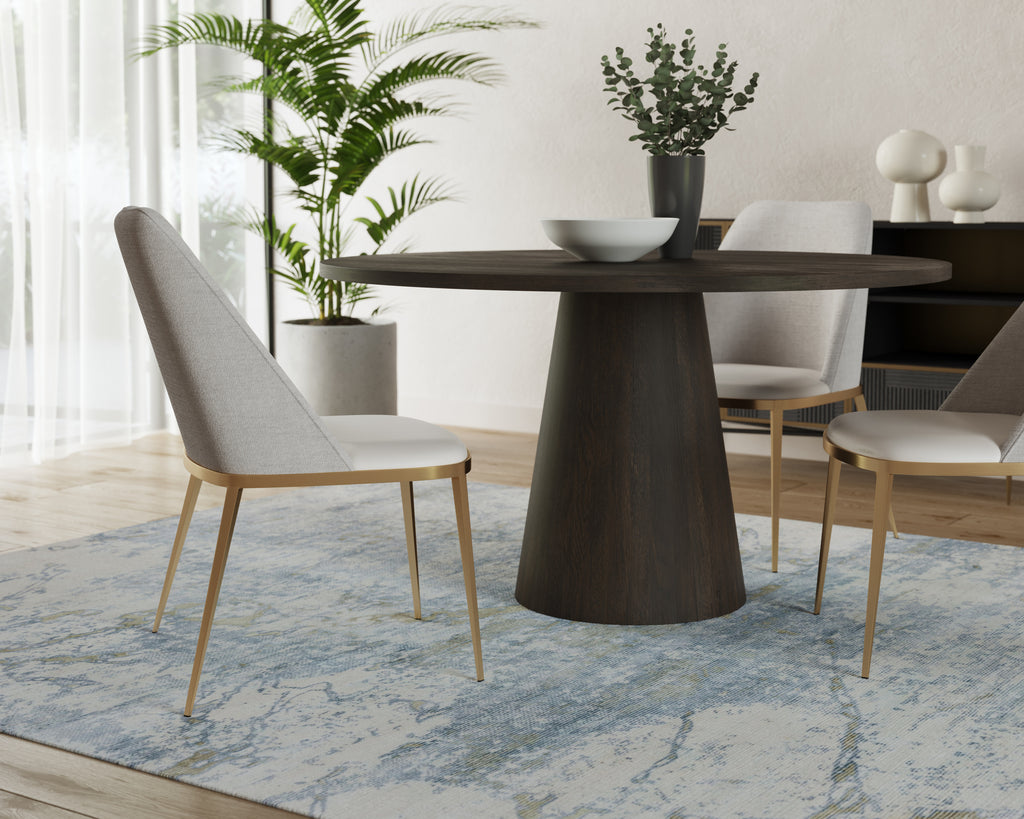 Elina Dining Table - Round - Brown Oak - 54" | Sunpan Furniture - 111023