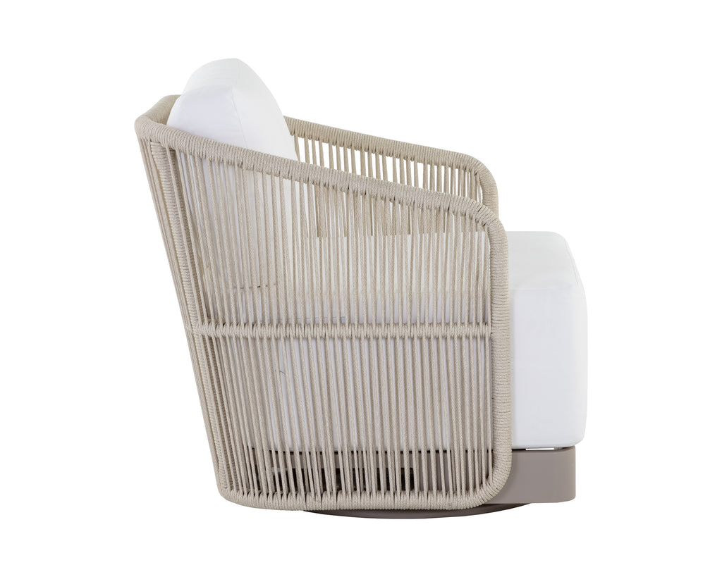 Allariz Swivel Armchair - Greige - Stinson White | Sunpan Furniture - 109650