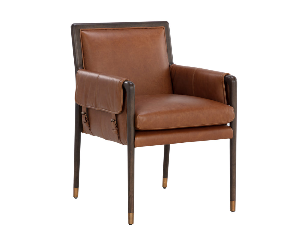 Mauti Dining Armchair - Brown - Shalimar Tobacco Leather | Sunpan Furniture - 111655