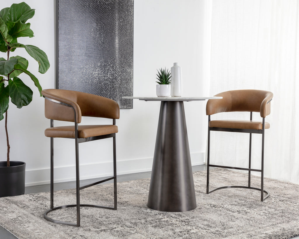 Marris Barstool - Gunmetal - Milliken Cognac | Sunpan Furniture - 111155