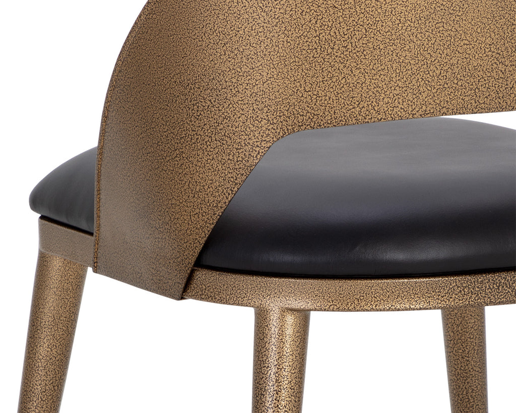 Dezirae Dining Chair - Antique Brass - Charcoal Black Leather | Sunpan Furniture - 111041