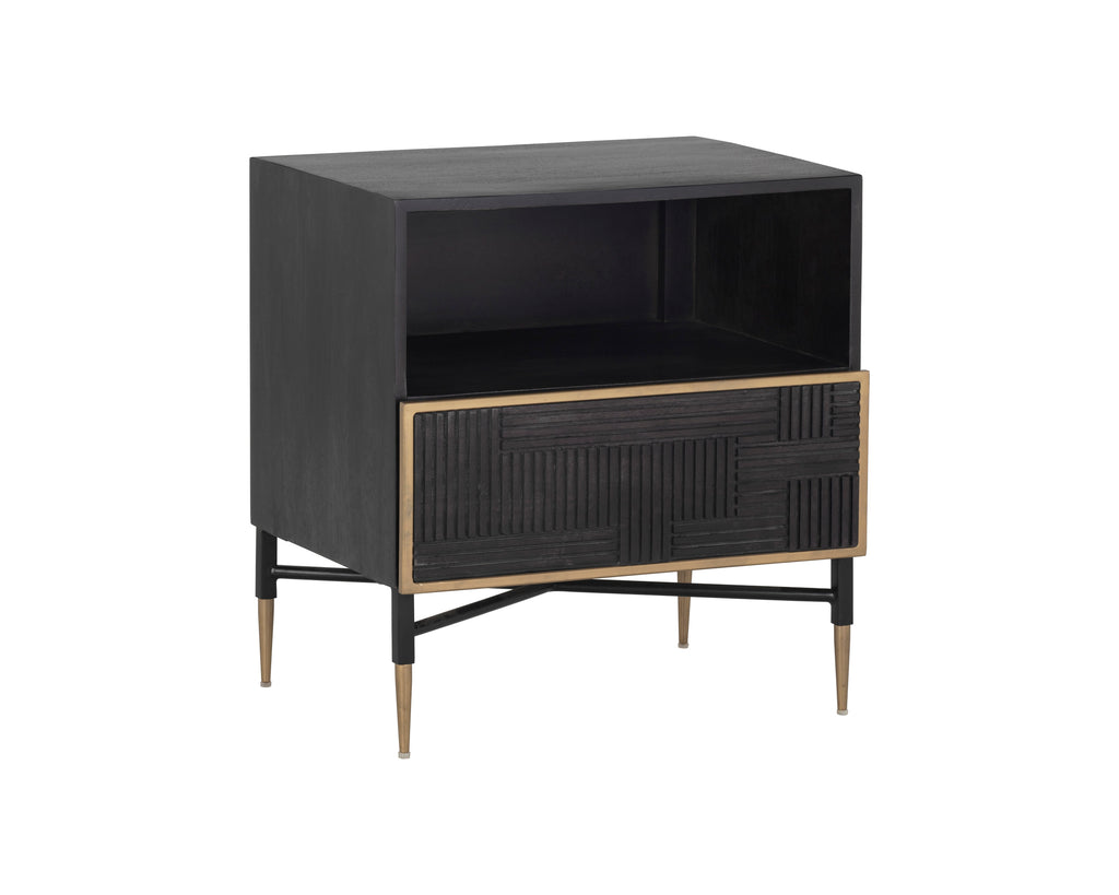 Markwood Nightstand - Brass - Dark Brown | Sunpan Furniture - 105798