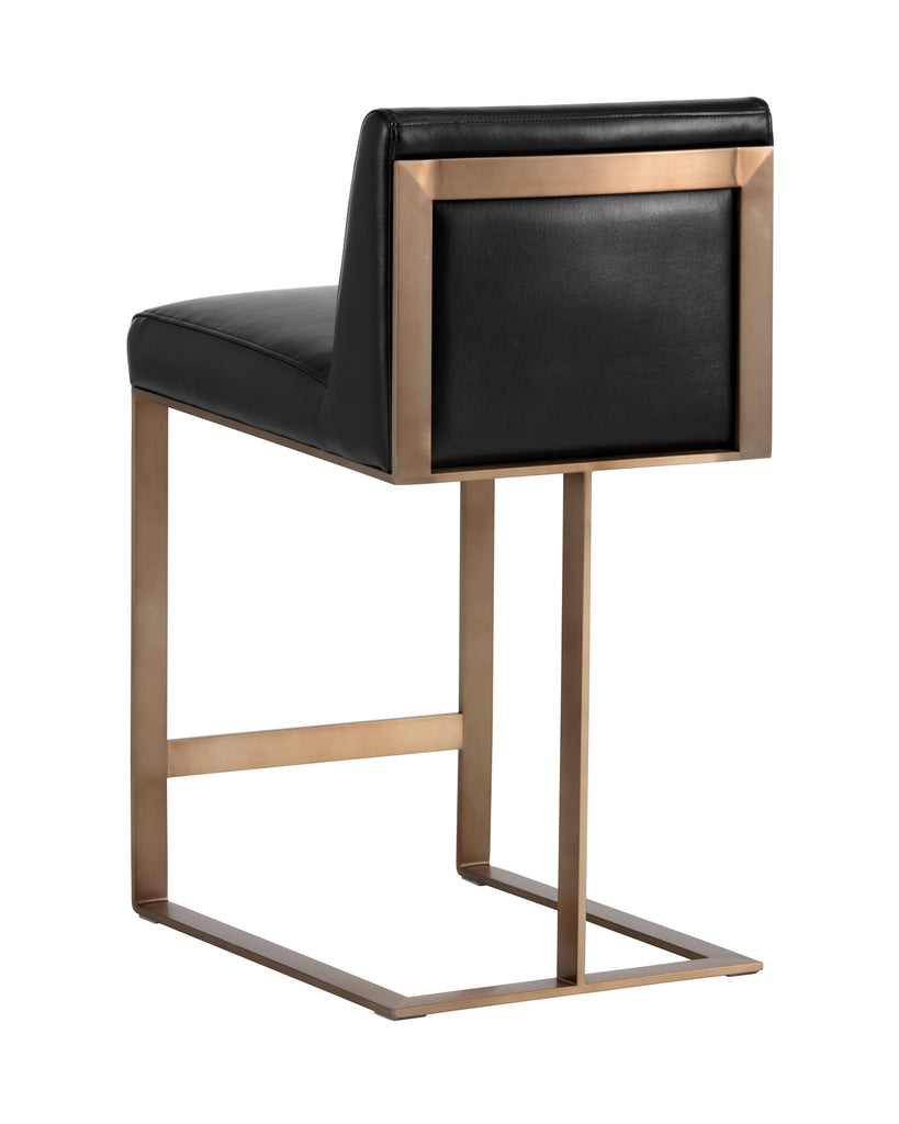 Dean Counter Stool - Antique Brass - Cantina Black | Sunpan Furniture - 103801