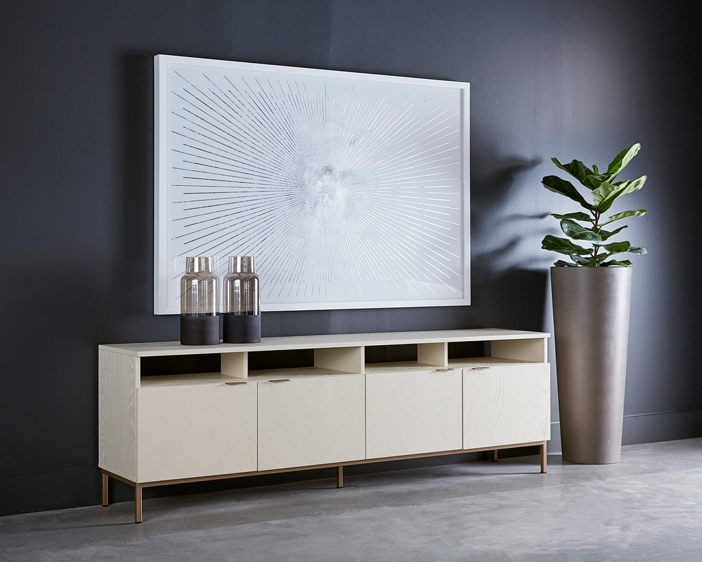 Ambrose Modular Media Console And Cabinet - Champagne Gold - Cream | Sunpan Furniture - 107172