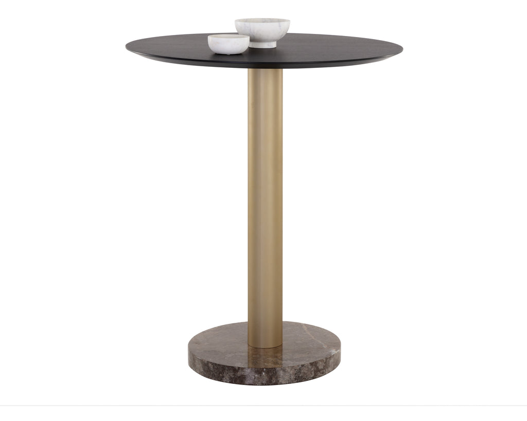 Monaco Bar Table - Gold - Grey Marble / Charcoal Grey | Sunpan Furniture - 108669