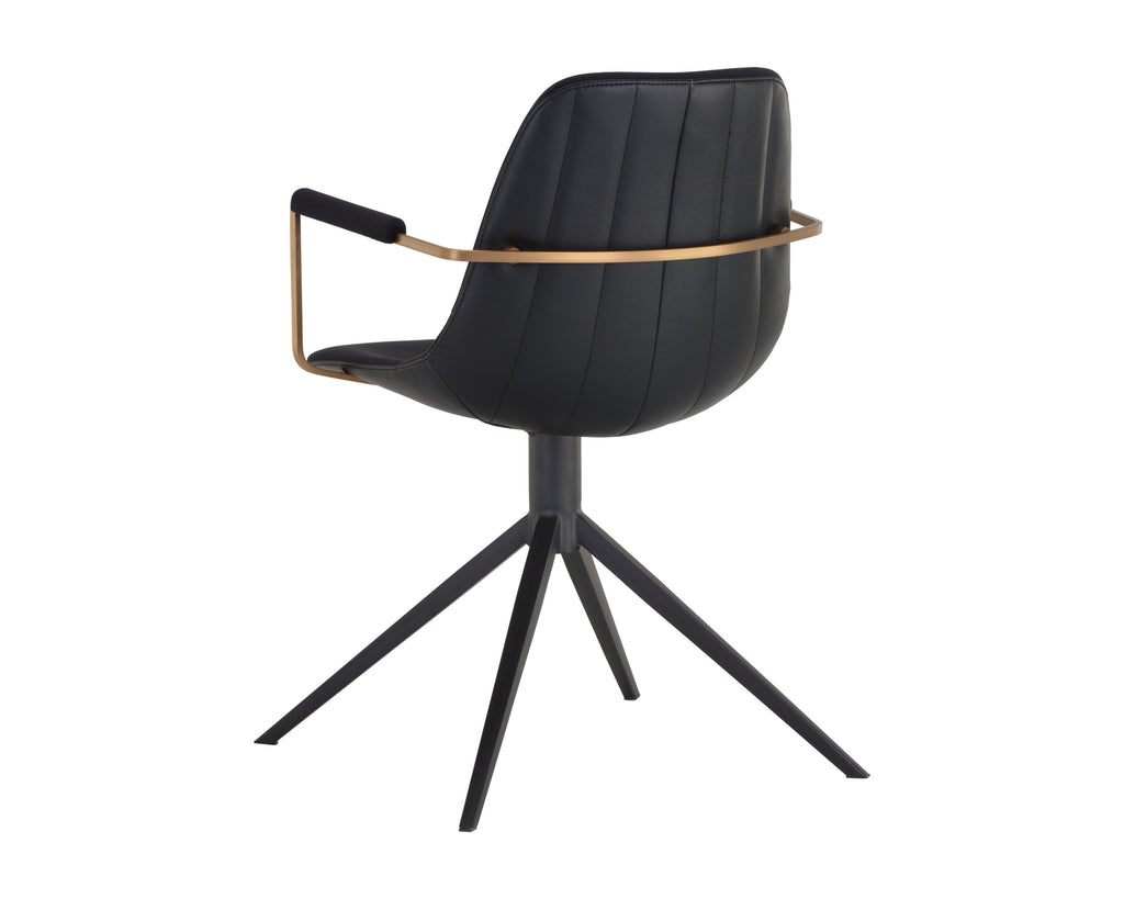 Cassius Swivel Dining Armchair - Abbington Black / Bravo Black | Sunpan Furniture - 105614