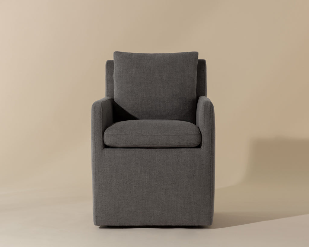 Glenrose Wheeled Dining Armchair - Effie Smoke | Sunpan Furniture - 106571