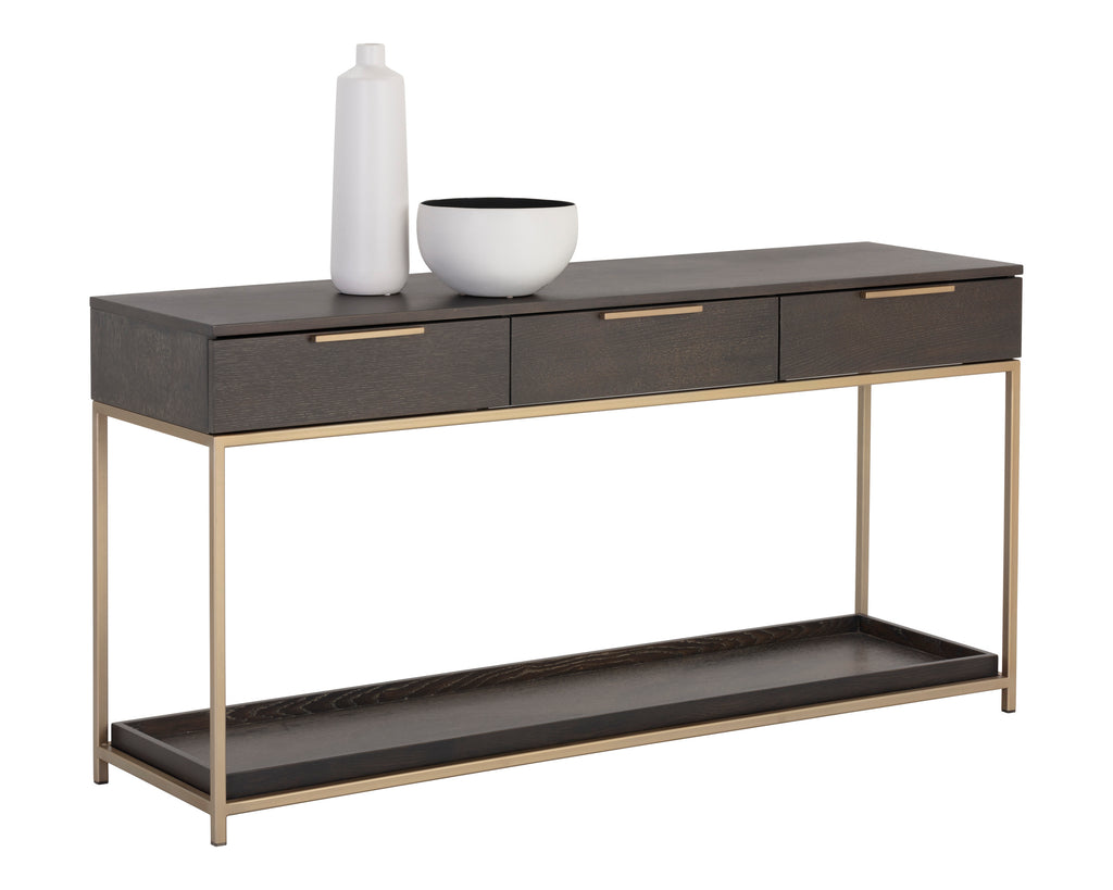 Rebel Console Table With Drawers  - Gold - Charcoal Grey | Sunpan Furniture - 105889