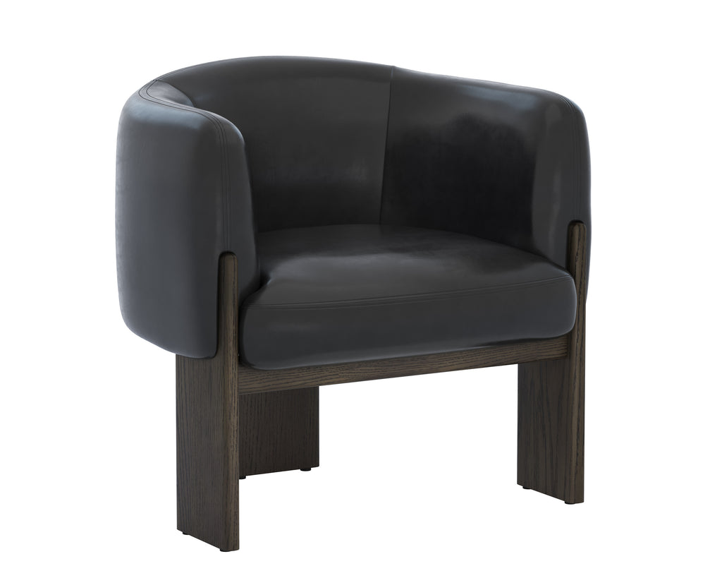 Trine Lounge Chair - Dark Brown - Vintage Black Night Leather | Sunpan Furniture - 111408