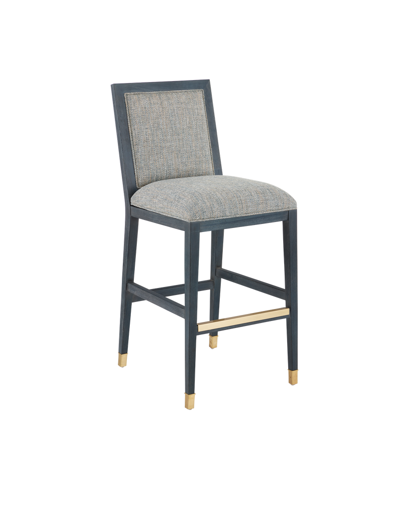 Currey & Co Santos Vintage Navy Bar Stool, Barrett Dusk | 7000-0922