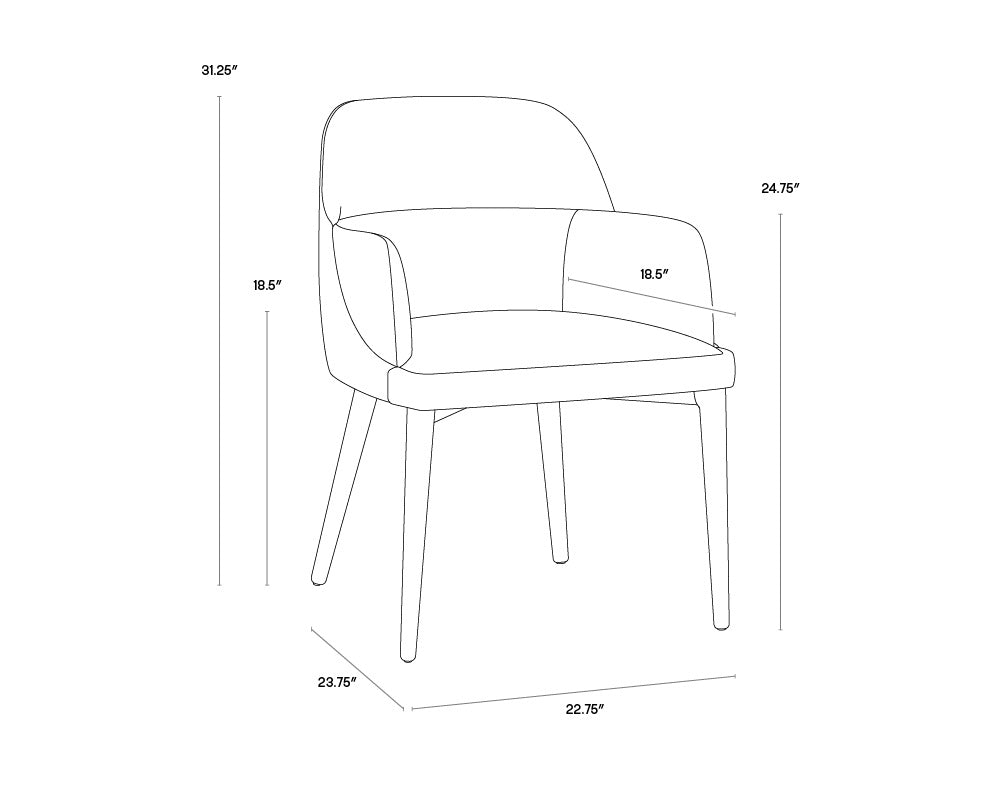 Hagan Dining Armchair - Dillon Cream / Dillon Black | Sunpan Furniture - 105167