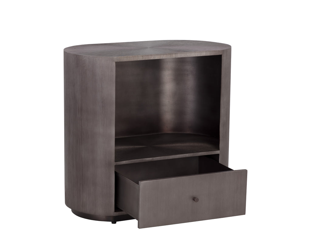 Siena Nightstand - Oval - Gunmetal | Sunpan Furniture - 110365