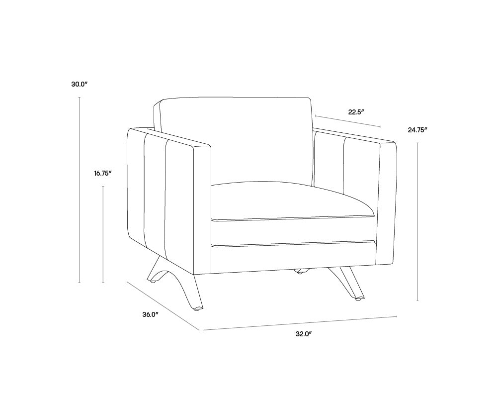 Rogers Armchair - Cortina Black Leather | Sunpan Furniture - 110577