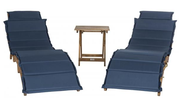 Pacifica 3 Piece Lounge Set | Safavieh - Natural / Navy