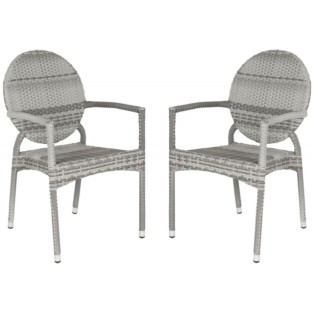 Valdez Indoor Outdoor French Bistro Stacking Side Chair  | Safavieh - FOX5205 - Grey