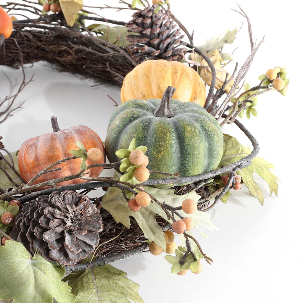 Safavieh Faux 24 Inch Oak Leak Wreath W/ Pumpkins , FXP1046 - Multi