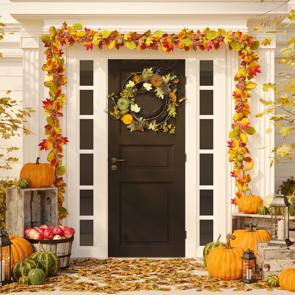 Safavieh Faux 24 Inch Oak Leak Wreath W/ Pumpkins , FXP1046 - Multi