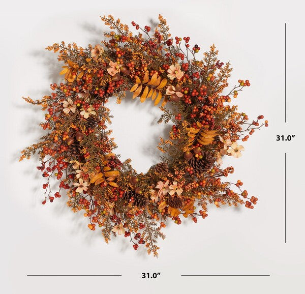 Safavieh Faux 31 Inch Berry & Coreopsis Wreath , FXP1050 - Multi