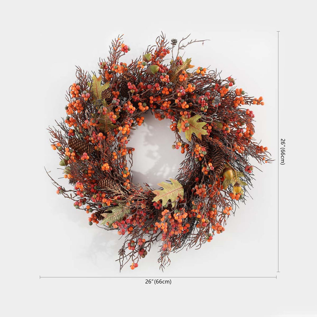 Safavieh Faux 26 Inch Berry, Acorn, Pine Cone & Oak Leaf Wreath , FXP1054 - Multi