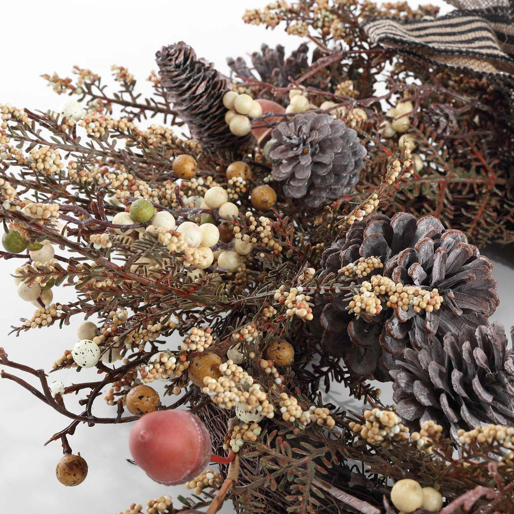 Safavieh Faux 31 Inch Berry & Pine Cone Wreath W/ Bow , FXP1055 - Multi