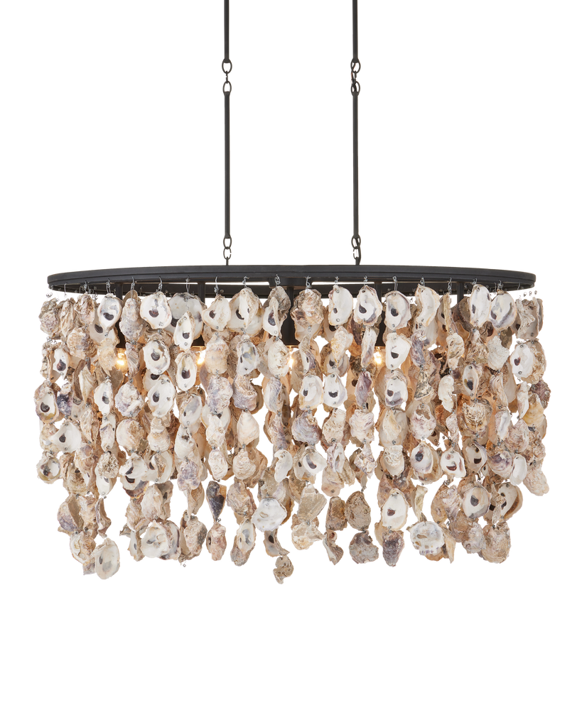 Currey & Co Stillwater Oyster Shell Oval Chandelier | 9492