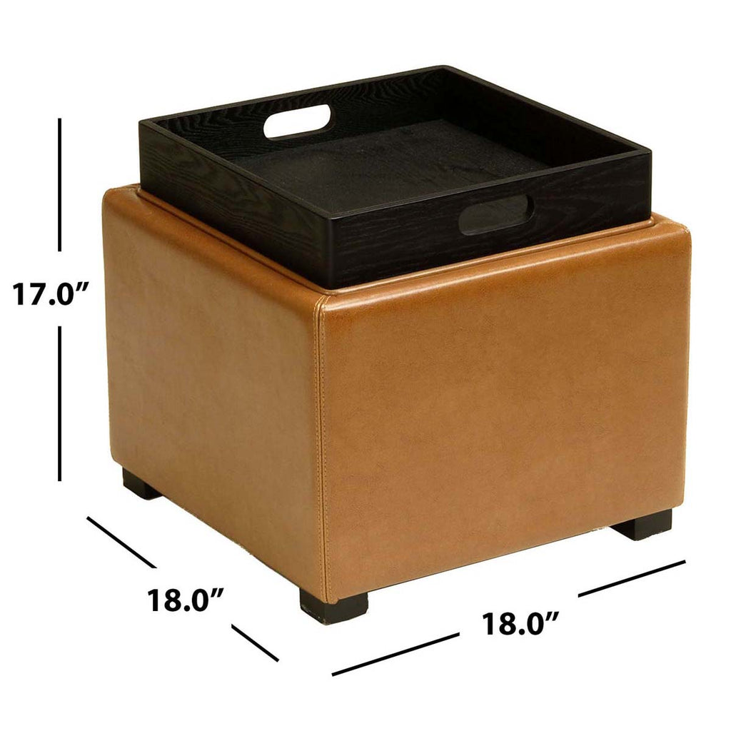 Safavieh Bobbi Tray Storage Ottoman - Saddle