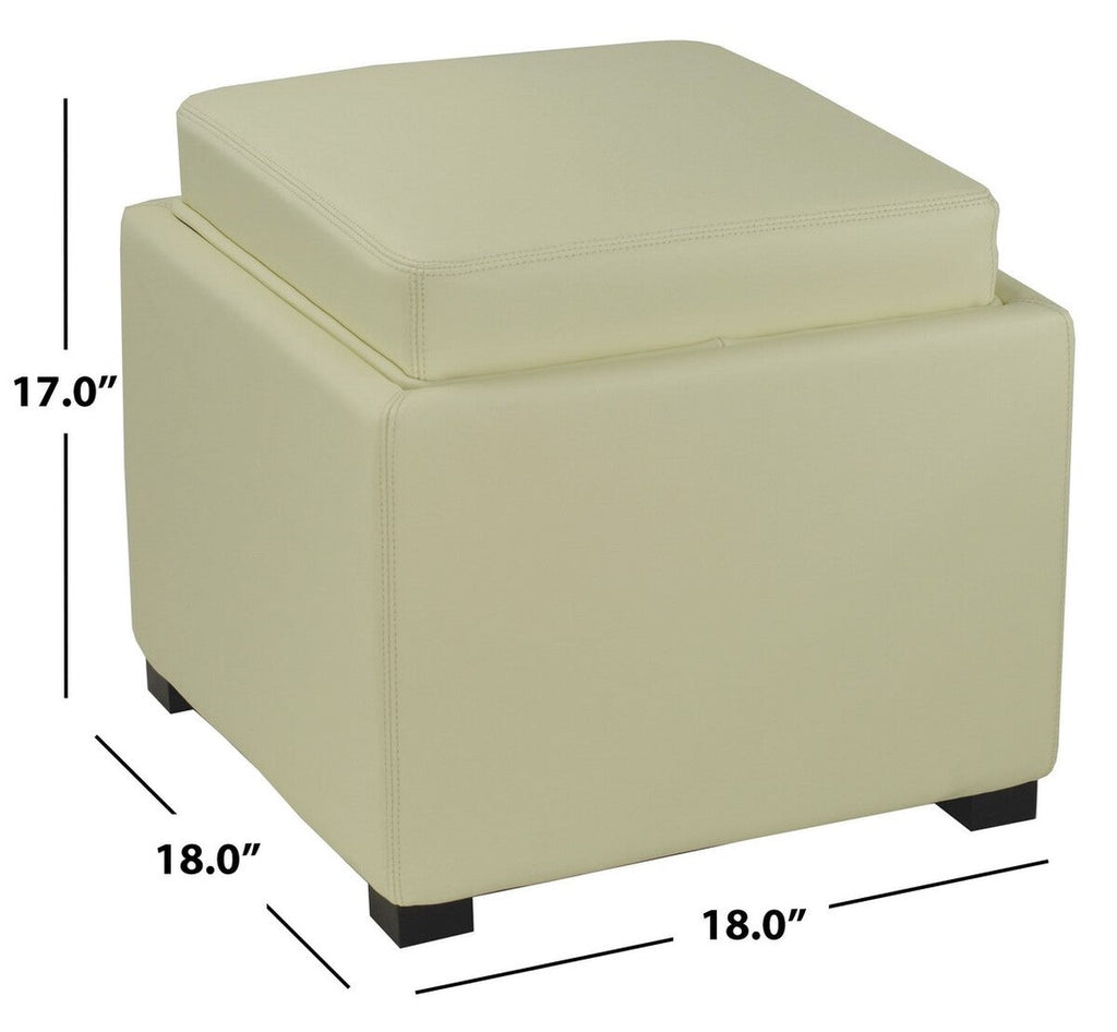 Safavieh Bobbi Tray Storage Ottoman - Flat Cream